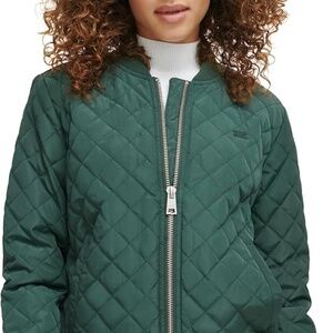 Levi's Women's Darkest Spruce Green Sz Extra Small Diamond Quilted Bomber Jacket